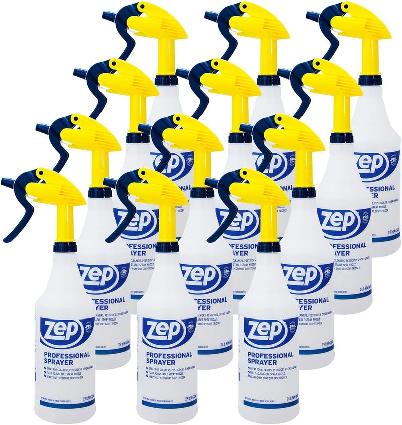 Zep Professional Sprayer Bottle - 32 oz (Case of 12) - HDPRO1 - Versatile Adjustable Nozzle Spray Bottles with a Fine Mist or Powerful Spray, Refillable for Diluted Concentrate - Image 1